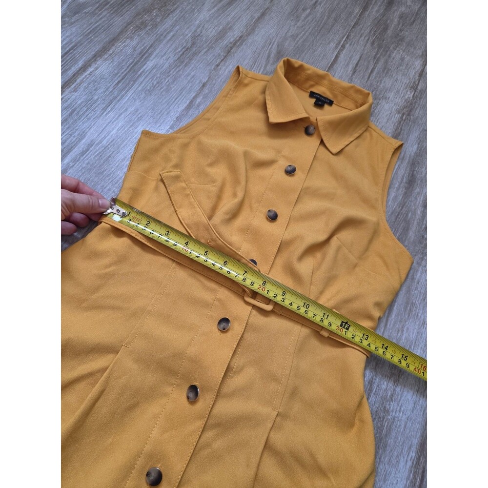 Ann Taylor Mustard Yellow Sleeveless Belted Button Front Midi Shirt Dress 0P EUC - Picture 8 of 11